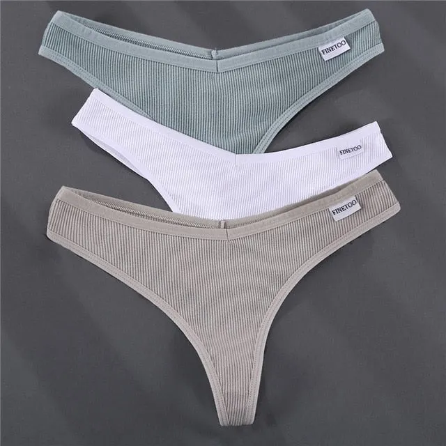 3PCS/Set G-string Panties Cotton Women's Underwear Sexy Panties Female Underpants Thong Solid Color Pantys Lingerie M-XL Design