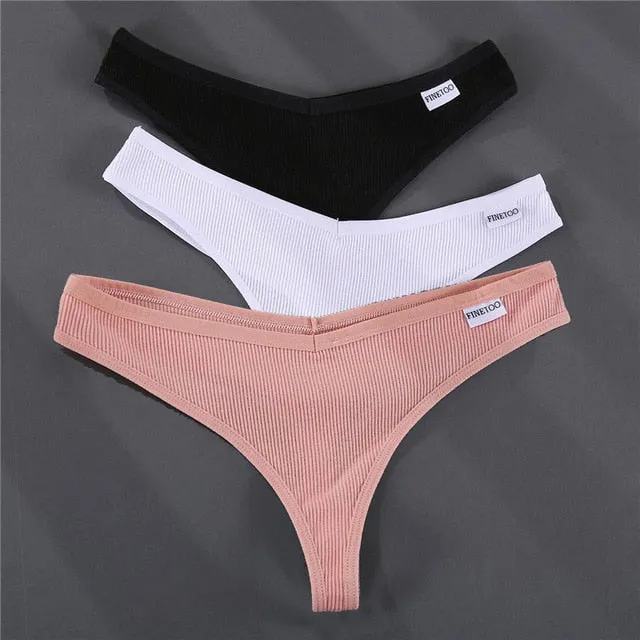 3PCS/Set G-string Panties Cotton Women's Underwear Sexy Panties Female Underpants Thong Solid Color Pantys Lingerie M-XL Design