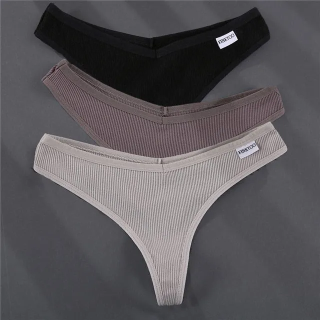 3PCS/Set G-string Panties Cotton Women's Underwear Sexy Panties Female Underpants Thong Solid Color Pantys Lingerie M-XL Design