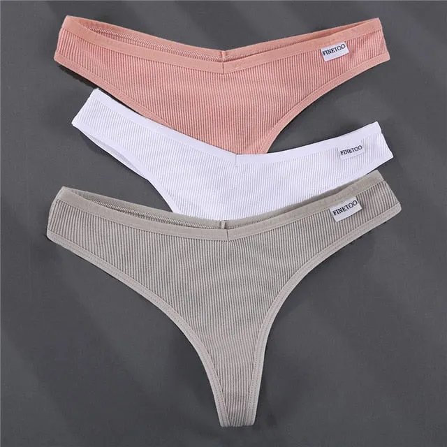 3PCS/Set G-string Panties Cotton Women's Underwear Sexy Panties Female Underpants Thong Solid Color Pantys Lingerie M-XL Design