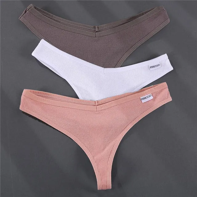 3PCS/Set G-string Panties Cotton Women's Underwear Sexy Panties Female Underpants Thong Solid Color Pantys Lingerie M-XL Design