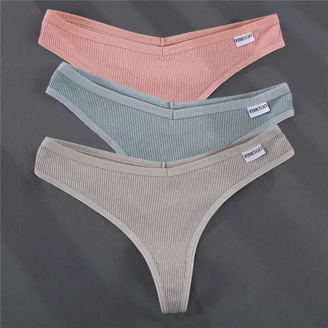 3PCS/Set G-string Panties Cotton Women's Underwear Sexy Panties Female Underpants Thong Solid Color Pantys Lingerie M-XL Design