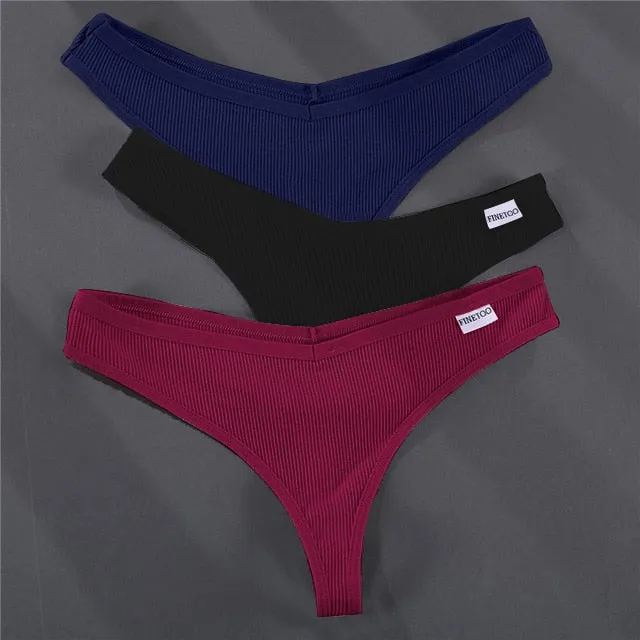 3PCS/Set G-string Panties Cotton Women's Underwear Sexy Panties Female Underpants Thong Solid Color Pantys Lingerie M-XL Design