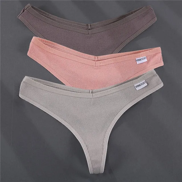 3PCS/Set G-string Panties Cotton Women's Underwear Sexy Panties Female Underpants Thong Solid Color Pantys Lingerie M-XL Design