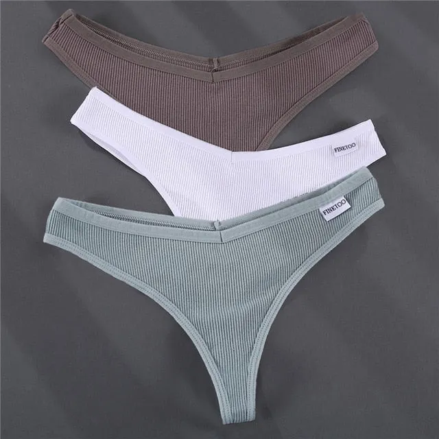 3PCS/Set G-string Panties Cotton Women's Underwear Sexy Panties Female Underpants Thong Solid Color Pantys Lingerie M-XL Design