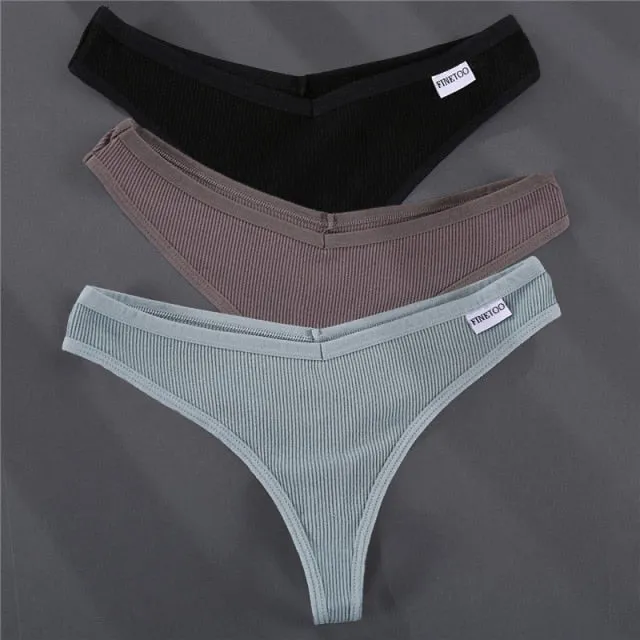 3PCS/Set G-string Panties Cotton Women's Underwear Sexy Panties Female Underpants Thong Solid Color Pantys Lingerie M-XL Design