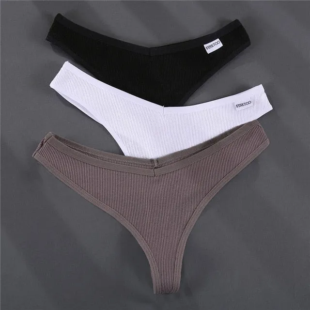 3PCS/Set G-string Panties Cotton Women's Underwear Sexy Panties Female Underpants Thong Solid Color Pantys Lingerie M-XL Design