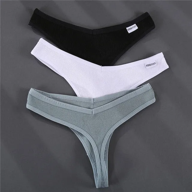 3PCS/Set G-string Panties Cotton Women's Underwear Sexy Panties Female Underpants Thong Solid Color Pantys Lingerie M-XL Design