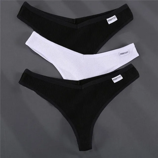 3PCS/Set G-string Panties Cotton Women's Underwear Sexy Panties Female Underpants Thong Solid Color Pantys Lingerie M-XL Design