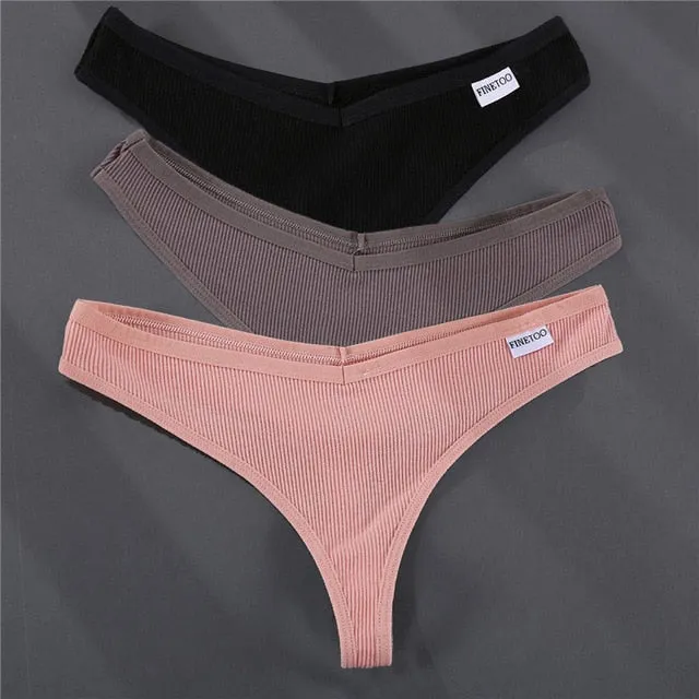 3PCS/Set G-string Panties Cotton Women's Underwear Sexy Panties Female Underpants Thong Solid Color Pantys Lingerie M-XL Design