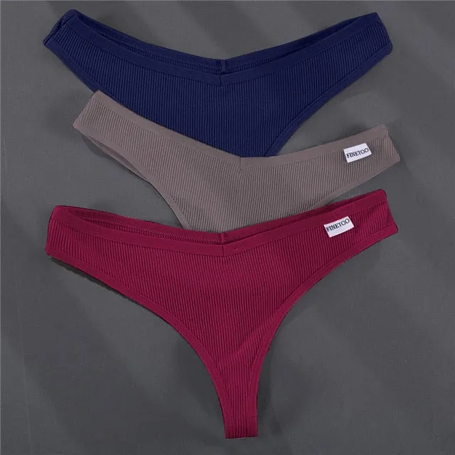 3PCS/Set G-string Panties Cotton Women's Underwear Sexy Panties Female Underpants Thong Solid Color Pantys Lingerie M-XL Design