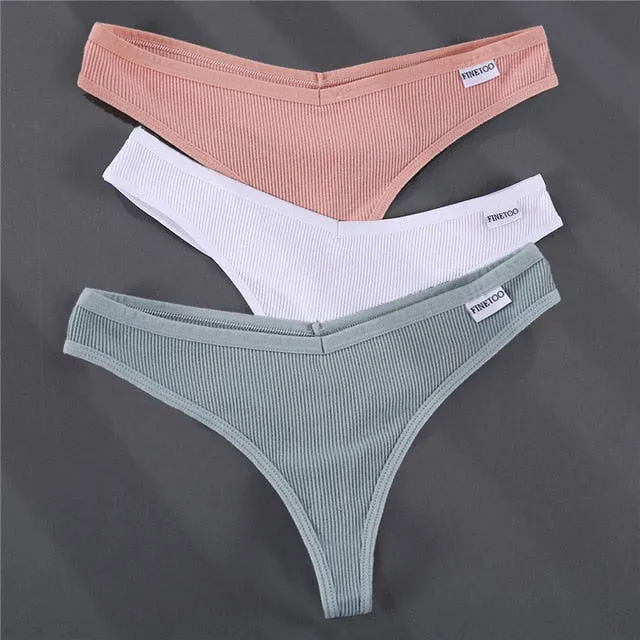 3PCS/Set G-string Panties Cotton Women's Underwear Sexy Panties Female Underpants Thong Solid Color Pantys Lingerie M-XL Design