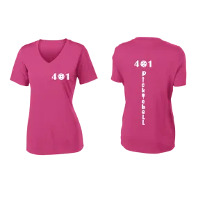 401 Rhode Island Pickleball Club | Women's Short Sleeve V-Neck Pickleball Shirts | 100% Polyester