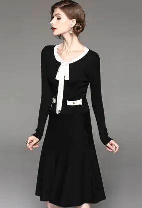 Bow Tie Black Sweater Dress