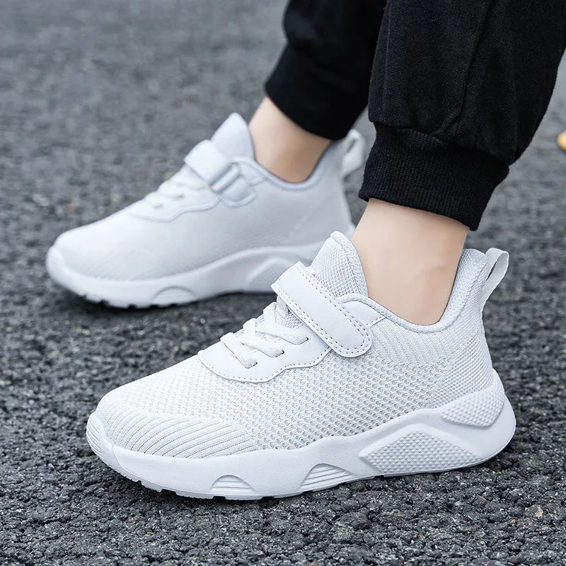 children sports shoes light weight white sneakers size 28-38 mesh travel shoes for boys and girls