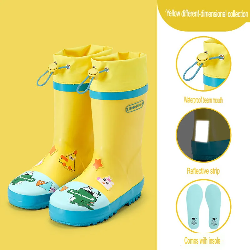 Children's Rubber Rain Boots Cute Cartoon Student Rain Boots Baby Waterproof Water Shoes