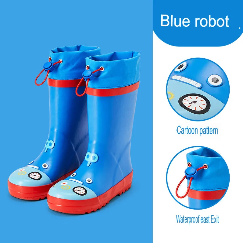 Children's Rubber Rain Boots Cute Cartoon Student Rain Boots Baby Waterproof Water Shoes