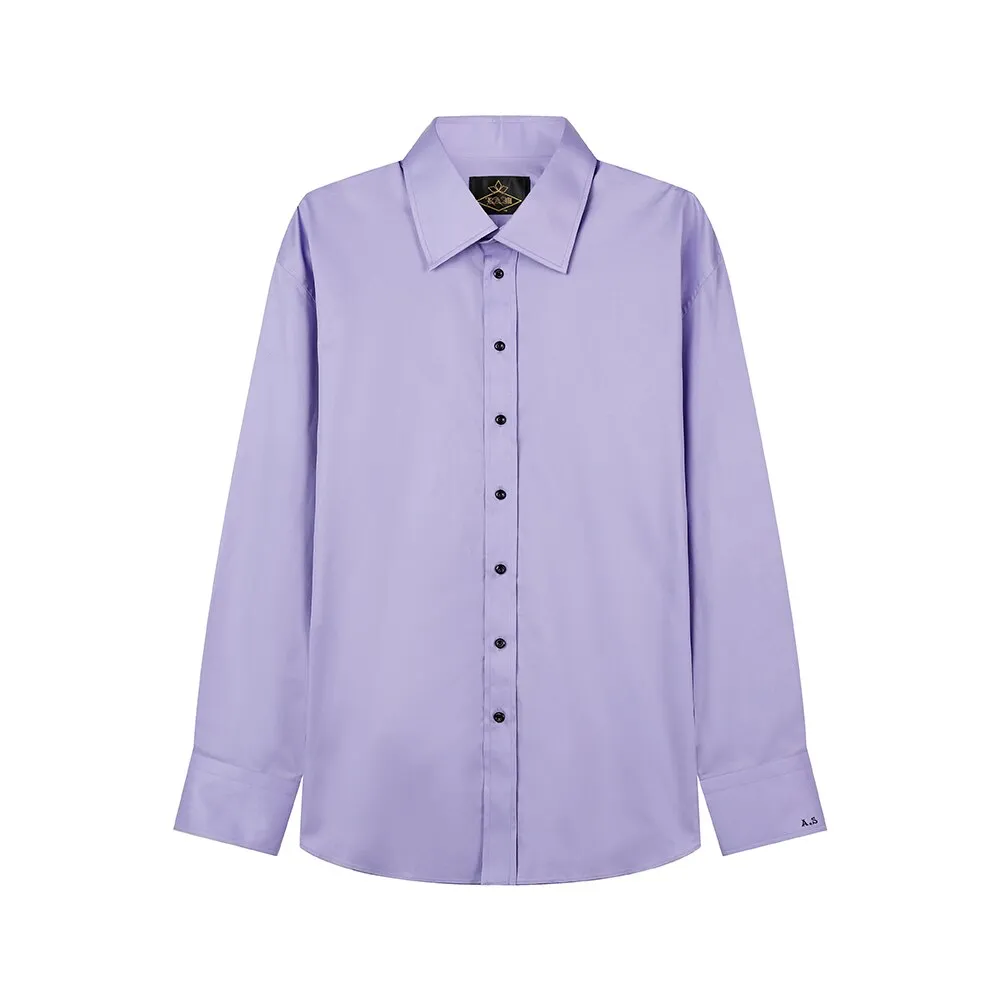 Customized Men's Fashion Slim Fall Pure Purple Shirt