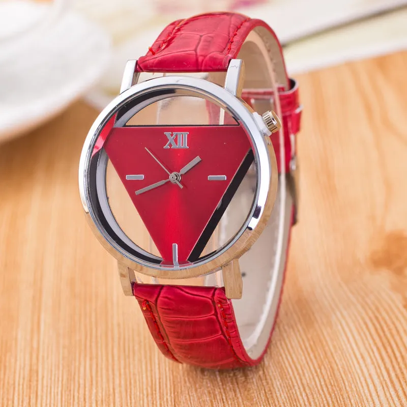 Double-Sided Hollow-Out Transparent Korean-Style Student Triangle Watch