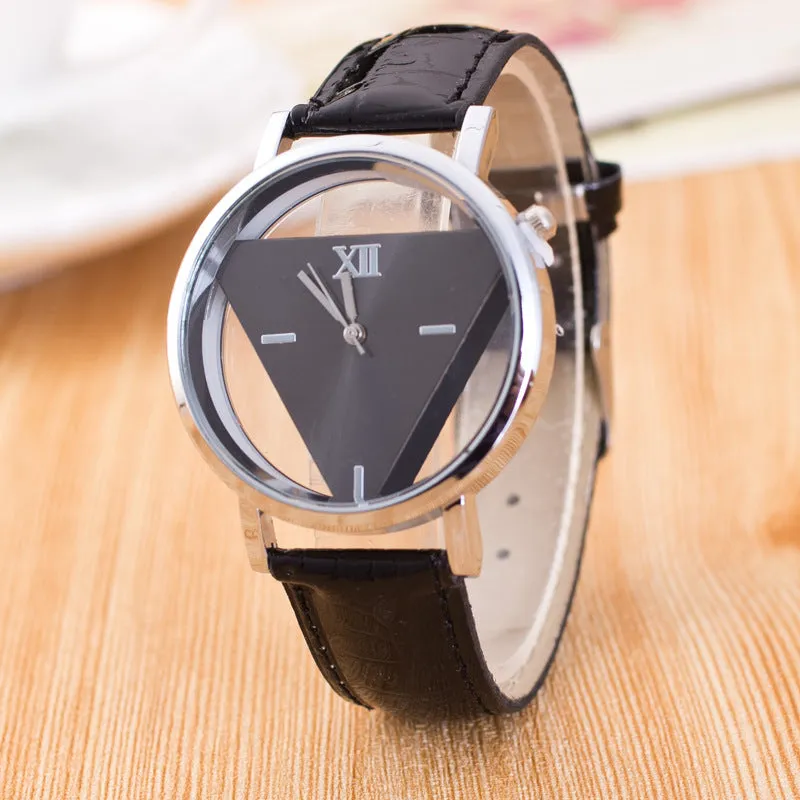 Double-Sided Hollow-Out Transparent Korean-Style Student Triangle Watch