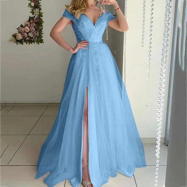 DressBetty - Fashion Elegant Short Sleeve Sweep Train Side Slit Bridal Gown