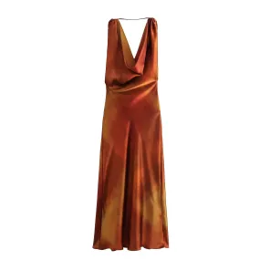 Halterneck Silk Satin Dress by Yoyo Export for Women