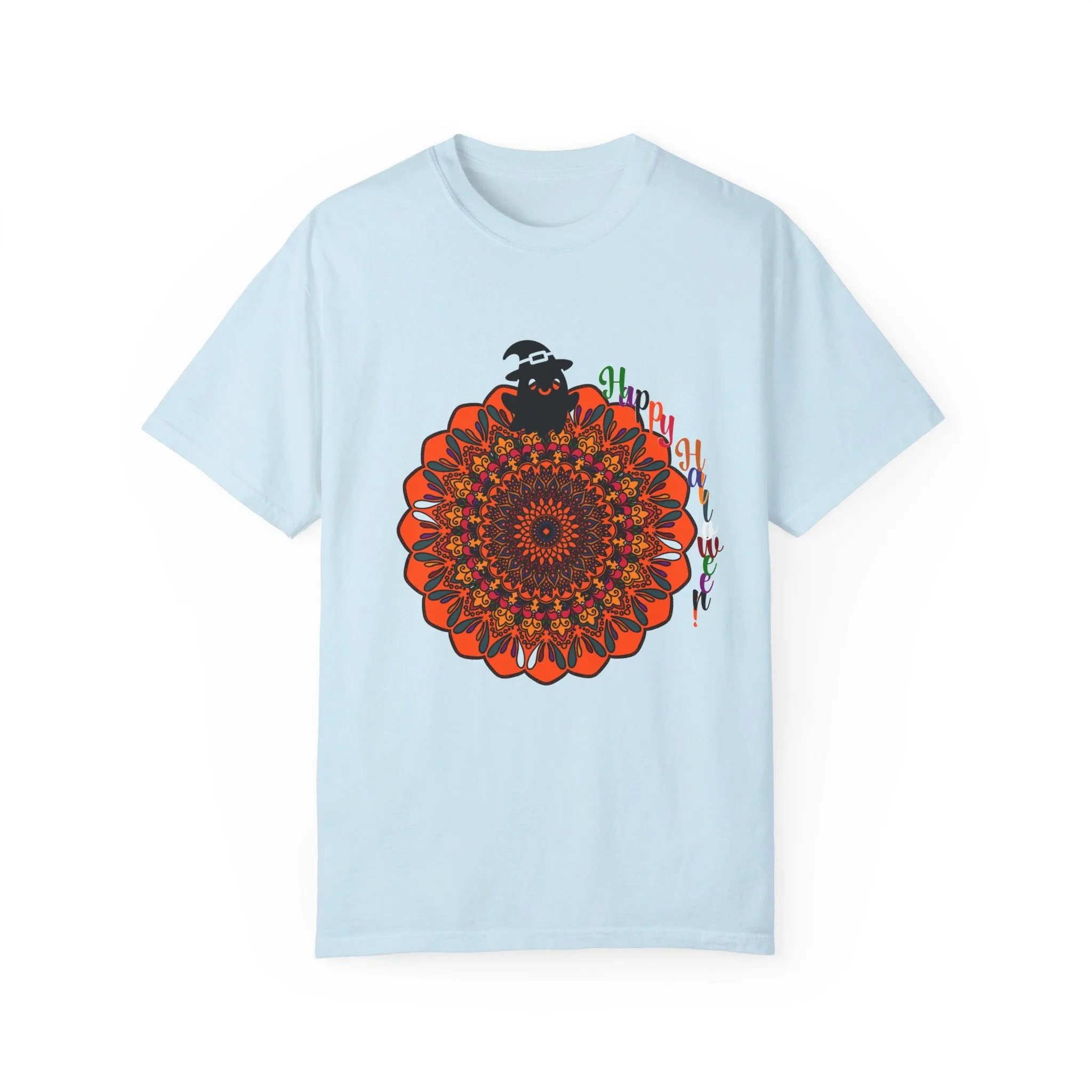 Handmade Mandala Design Halloween T-shirt - Unisex Garment-Dyed Tee