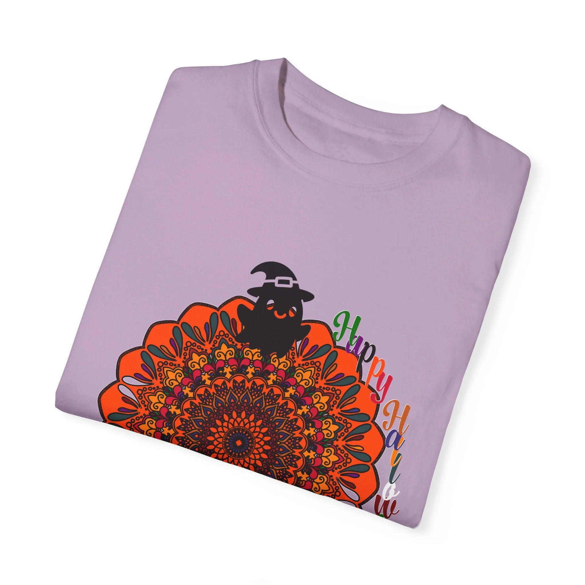 Handmade Mandala Design Halloween T-shirt - Unisex Garment-Dyed Tee