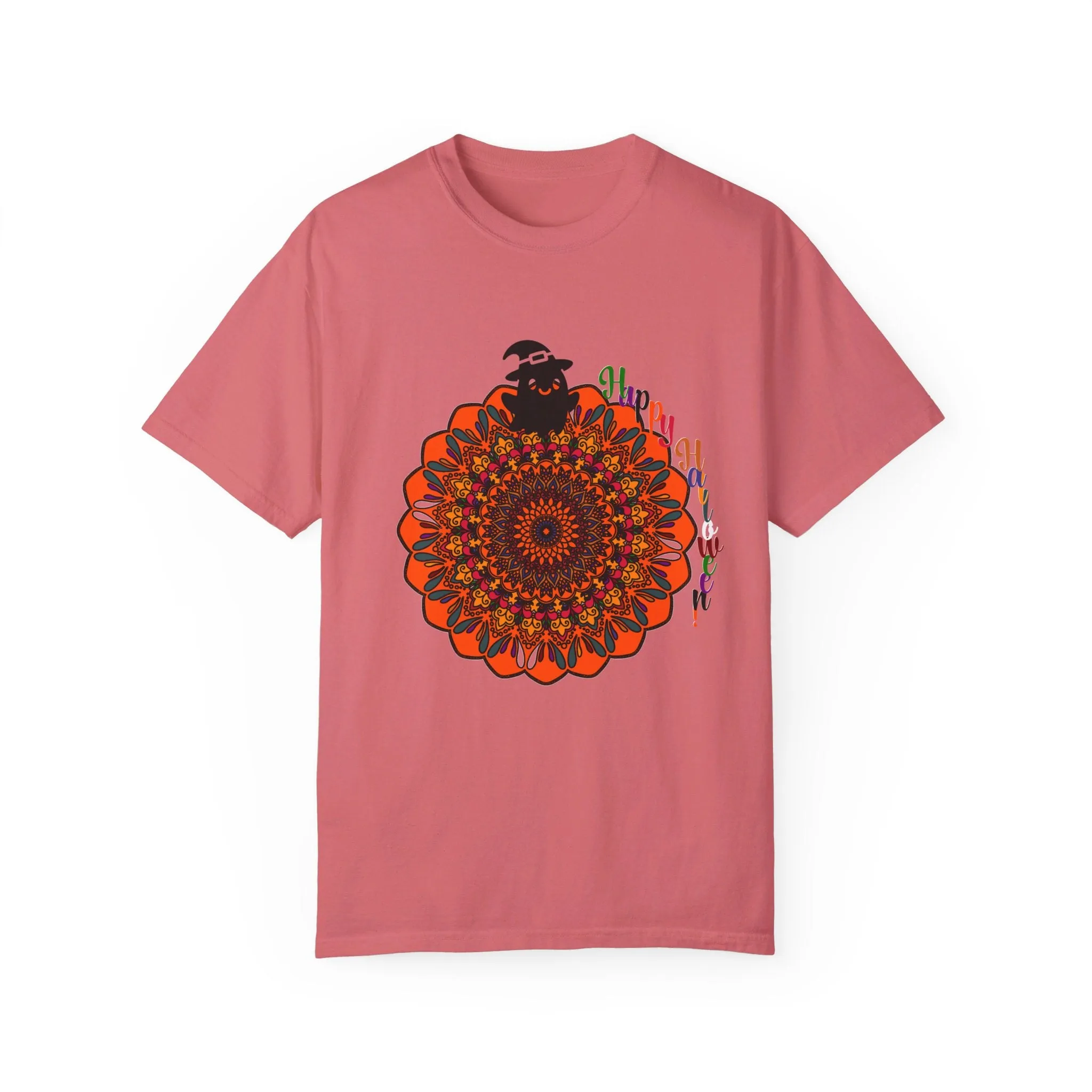 Handmade Mandala Design Halloween T-shirt - Unisex Garment-Dyed Tee