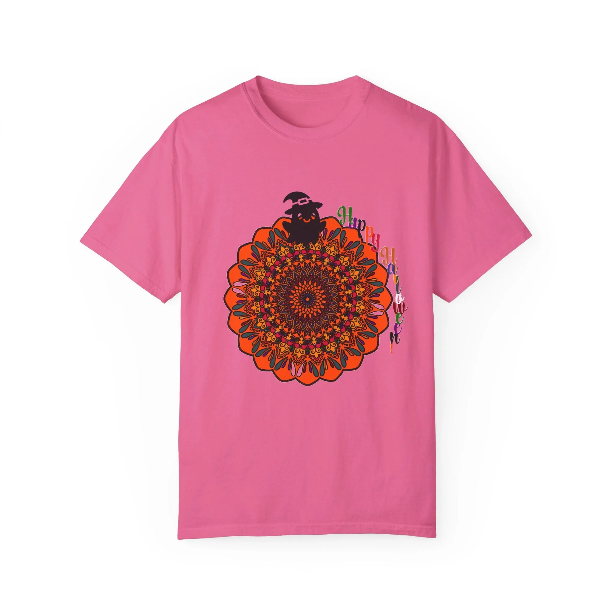 Handmade Mandala Design Halloween T-shirt - Unisex Garment-Dyed Tee