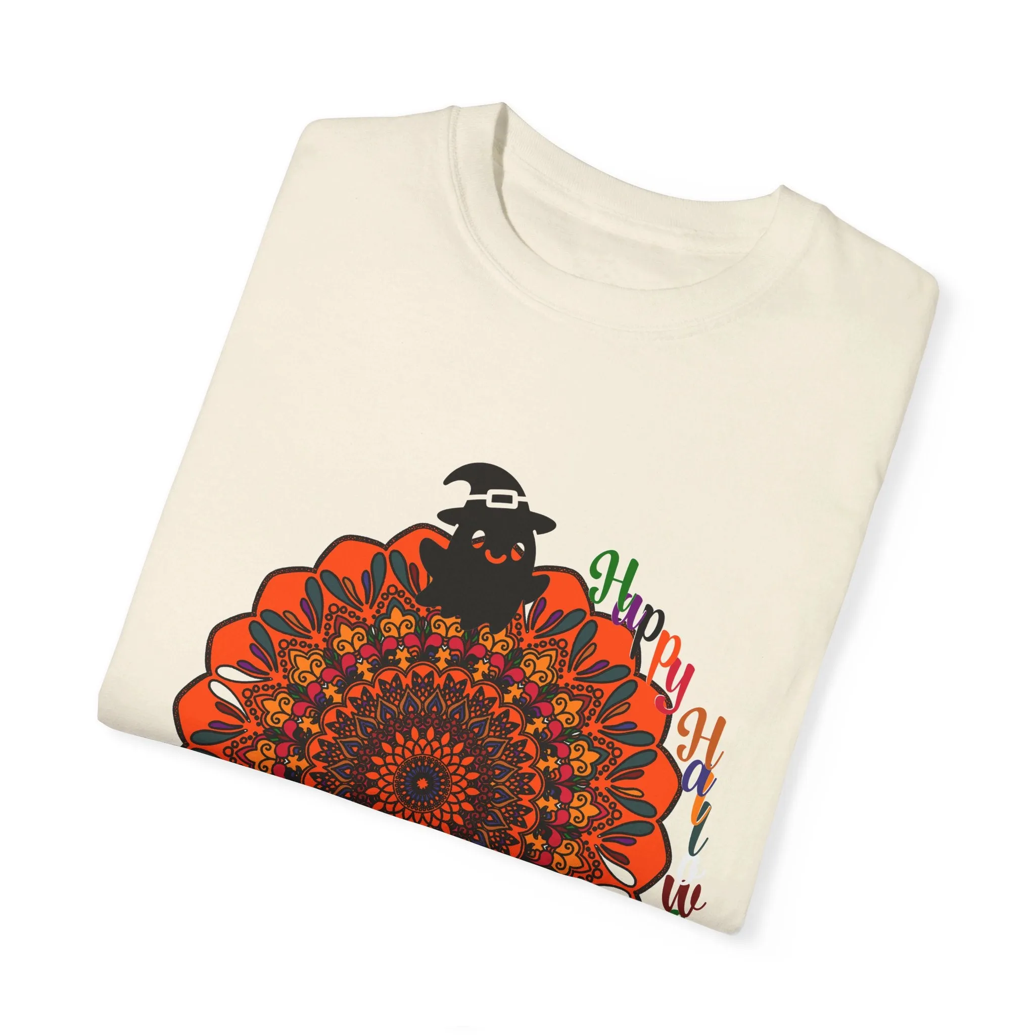 Handmade Mandala Design Halloween T-shirt - Unisex Garment-Dyed Tee