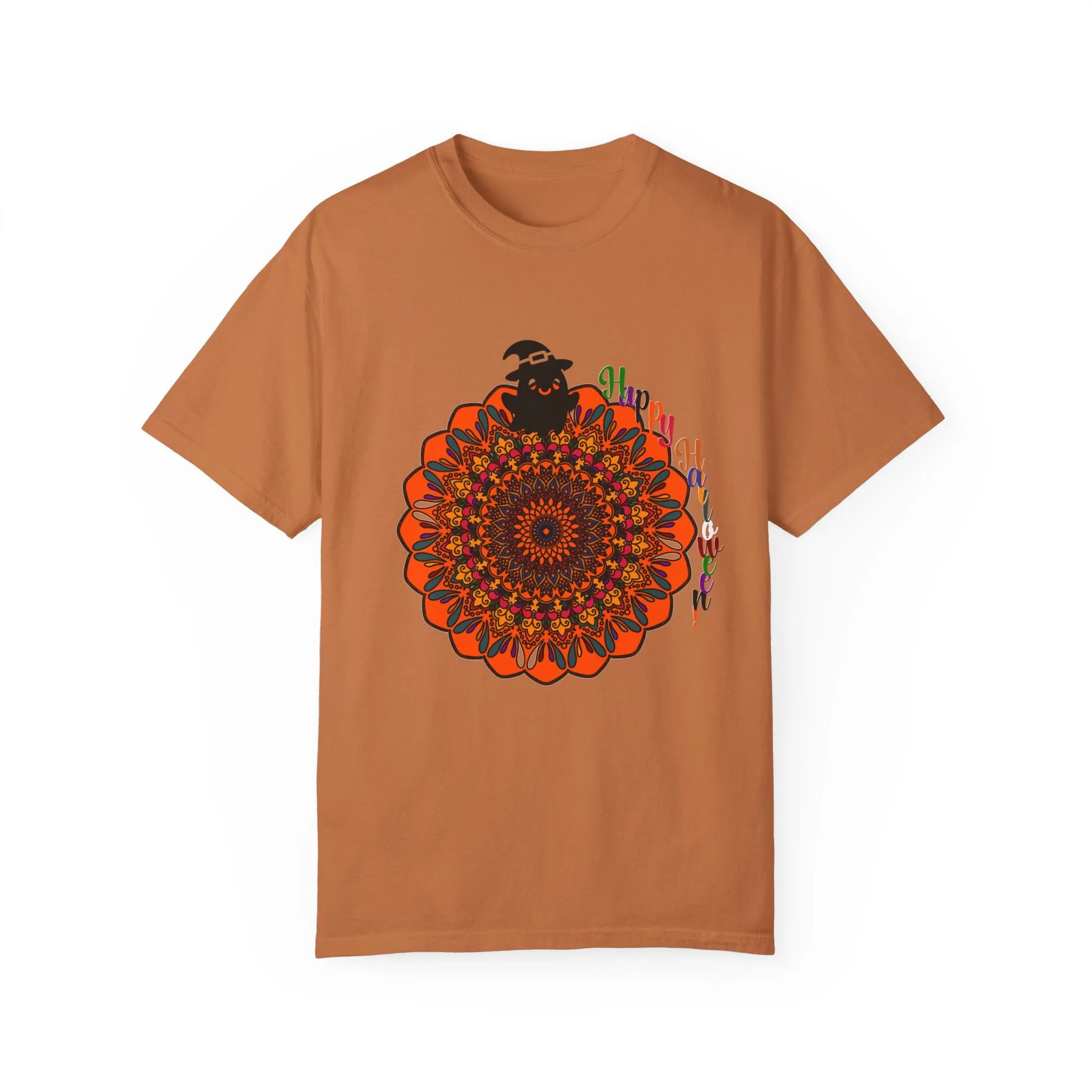 Handmade Mandala Design Halloween T-shirt - Unisex Garment-Dyed Tee