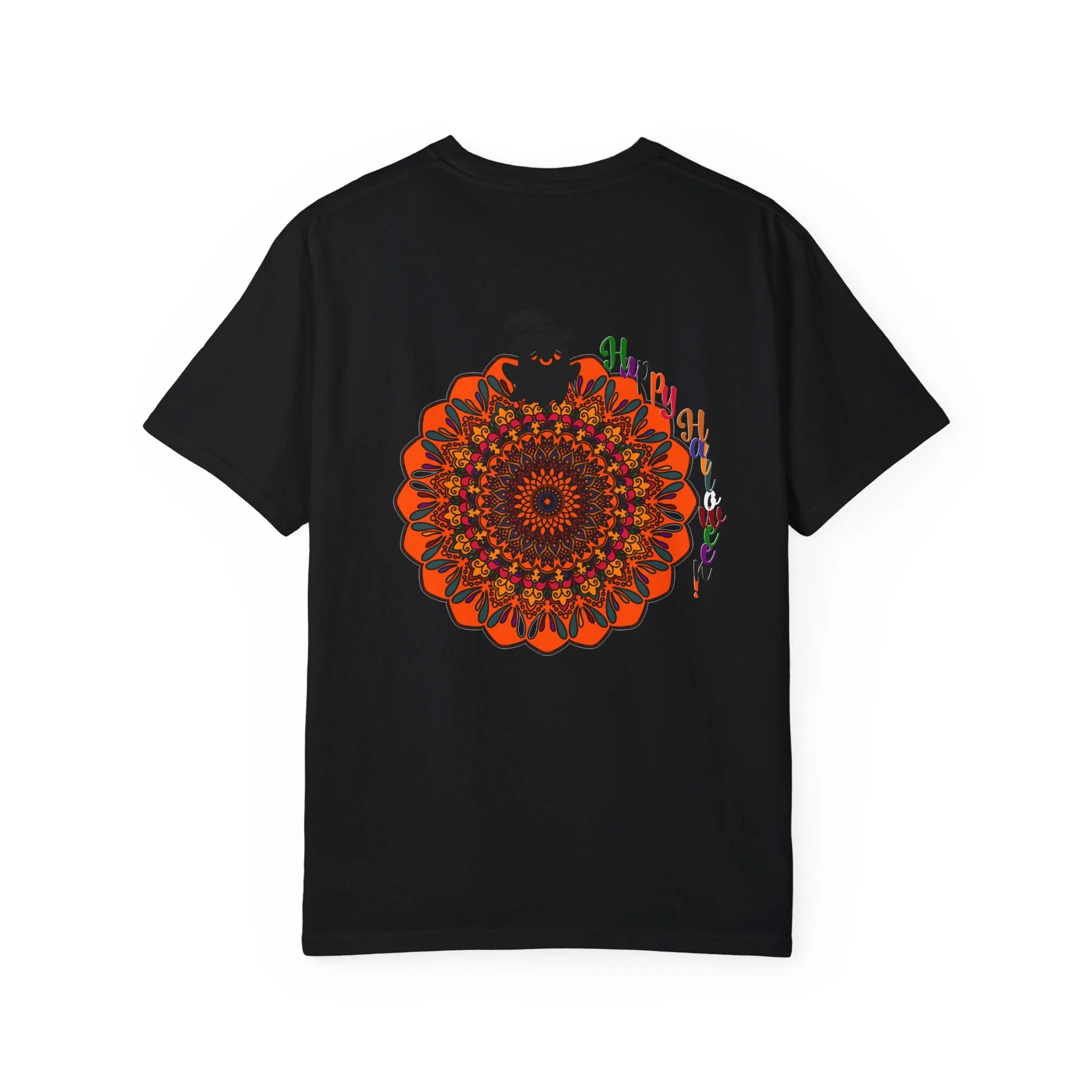 Handmade Mandala Design Halloween T-shirt - Unisex Garment-Dyed Tee