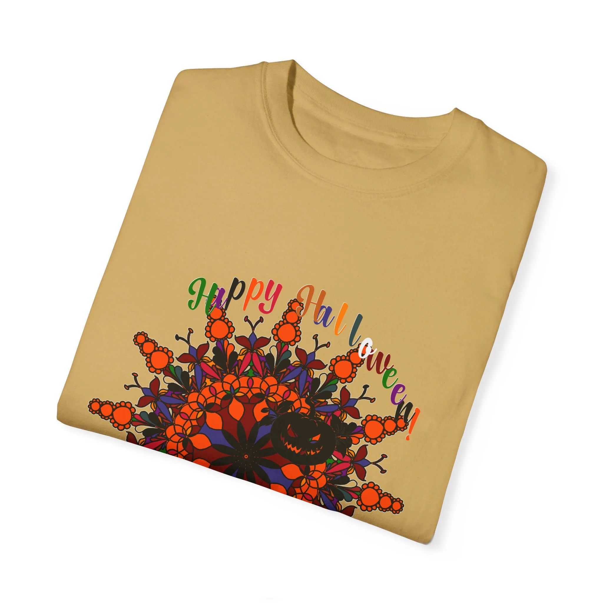 Handmade Pumpkin Mandala Tee - Unisex Mandala Design