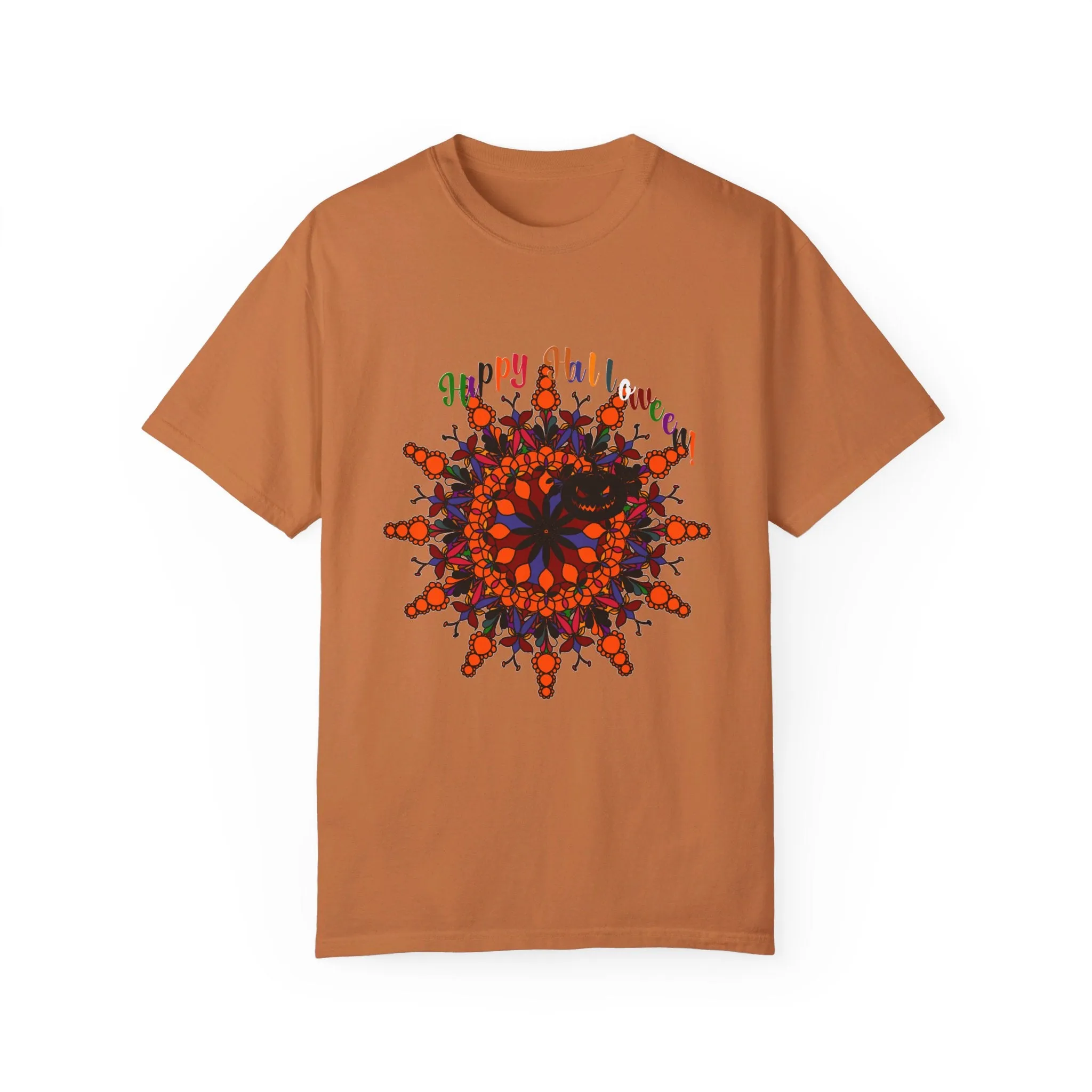 Handmade Pumpkin Mandala Tee - Unisex Mandala Design