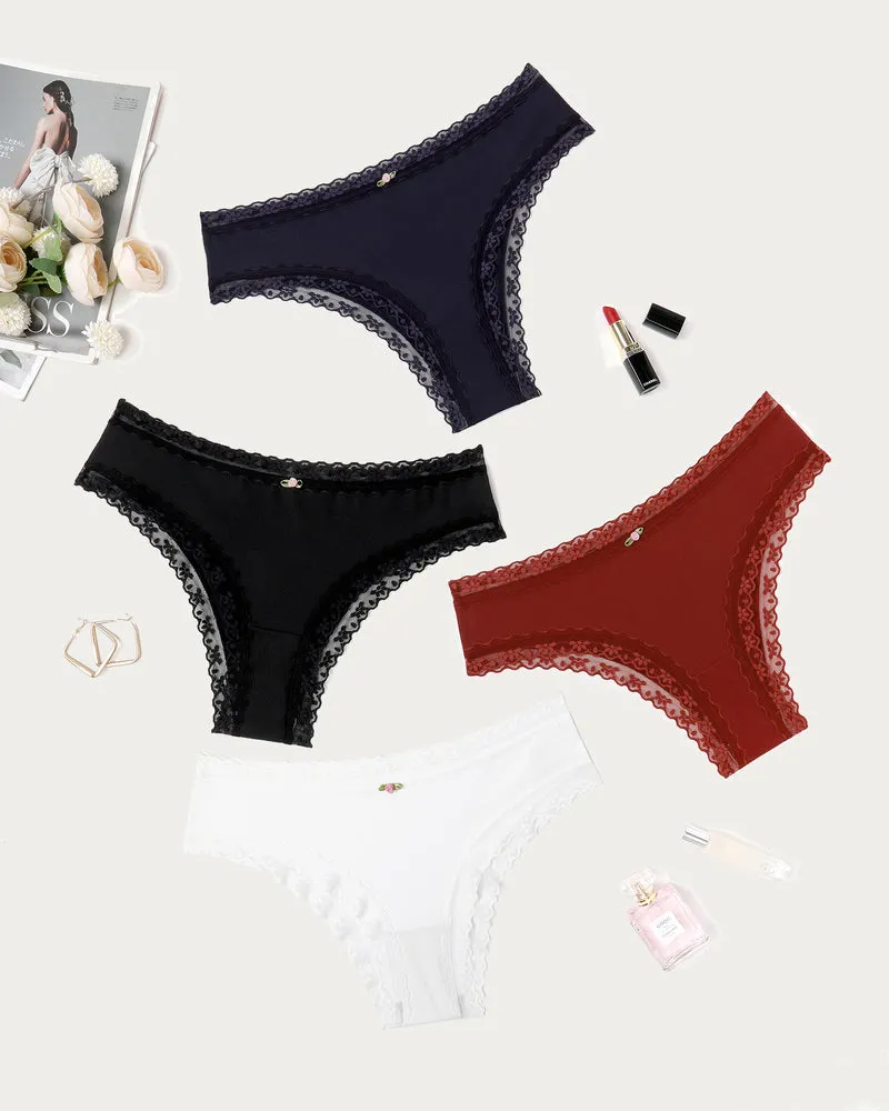 Hipster Panties Lace Brief Underwear 2 & 4 Pack