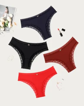 Hipster Panties Lace Brief Underwear 2 & 4 Pack