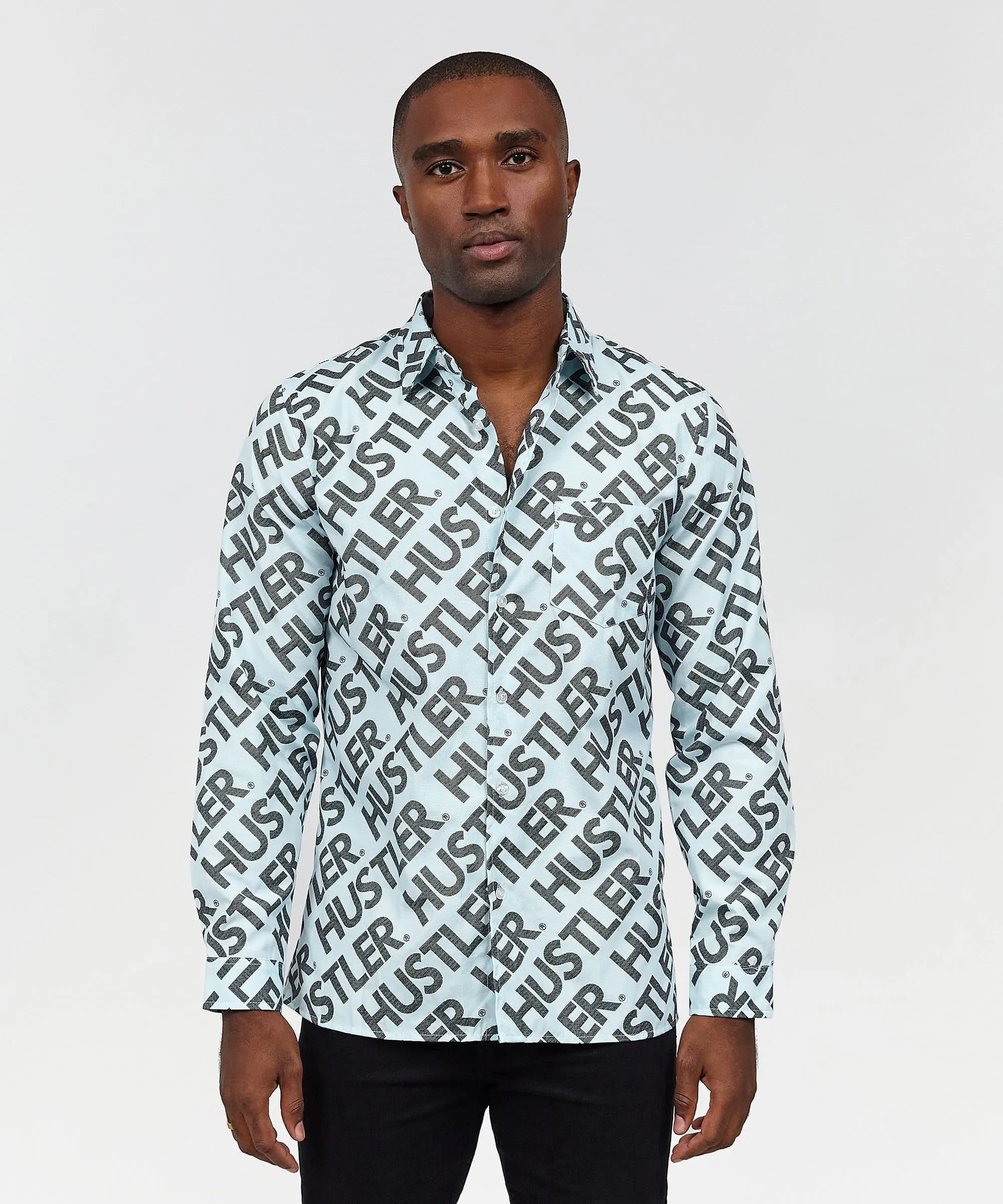 Hustler Logo Long Sleeve Oxford Shirt