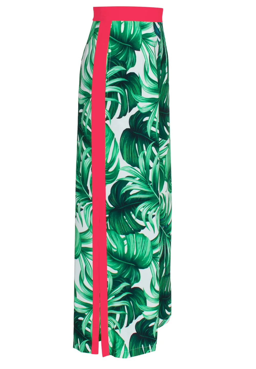 Jungle - Monstera White / Green Pants (Neon Coral)