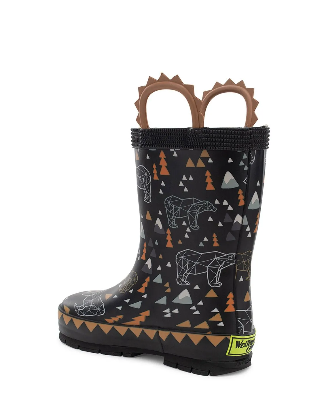 Kids Grizzly Faux Fur Rain Boot - Black