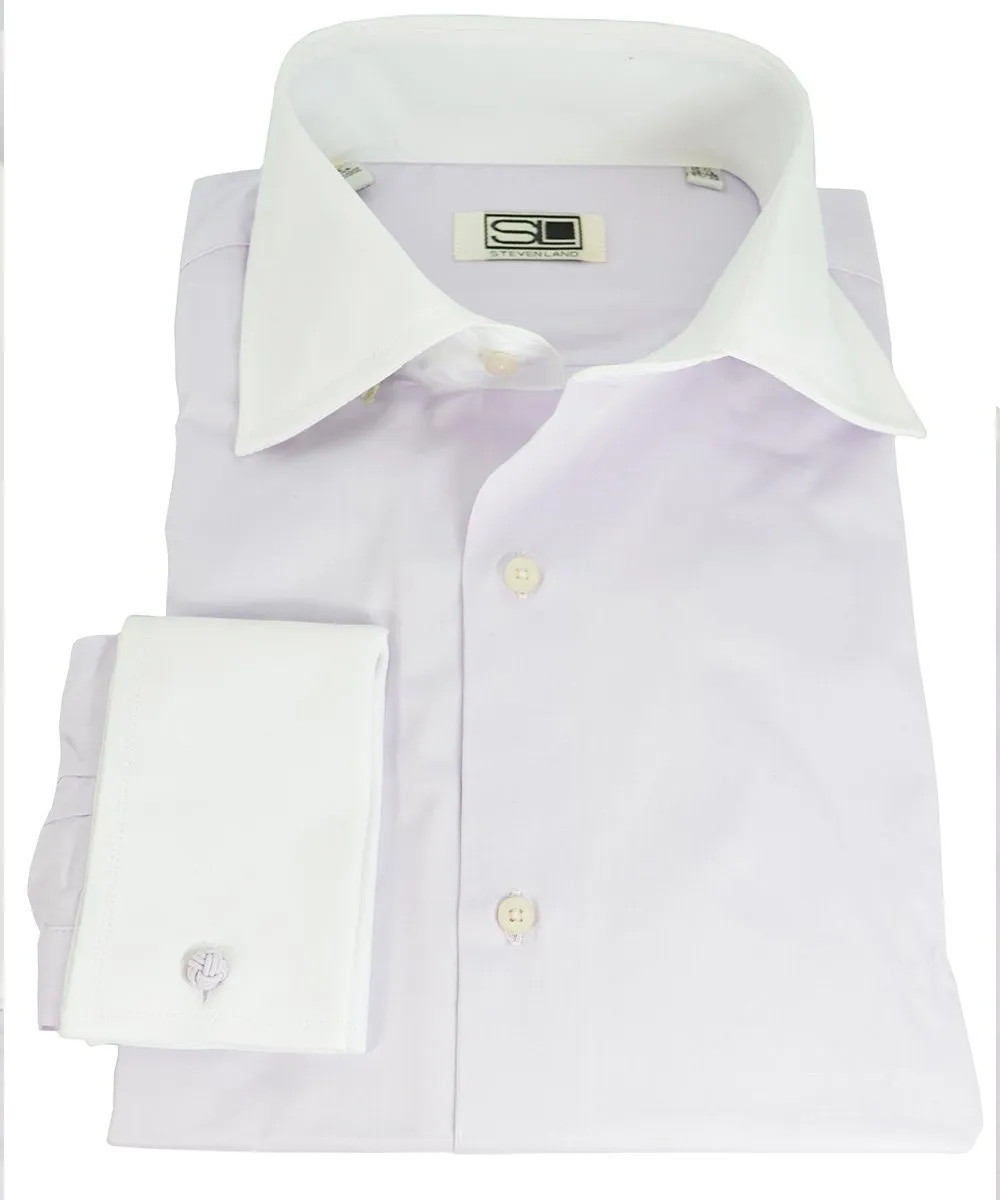 Lilac and White French Cuff Dress Shirt