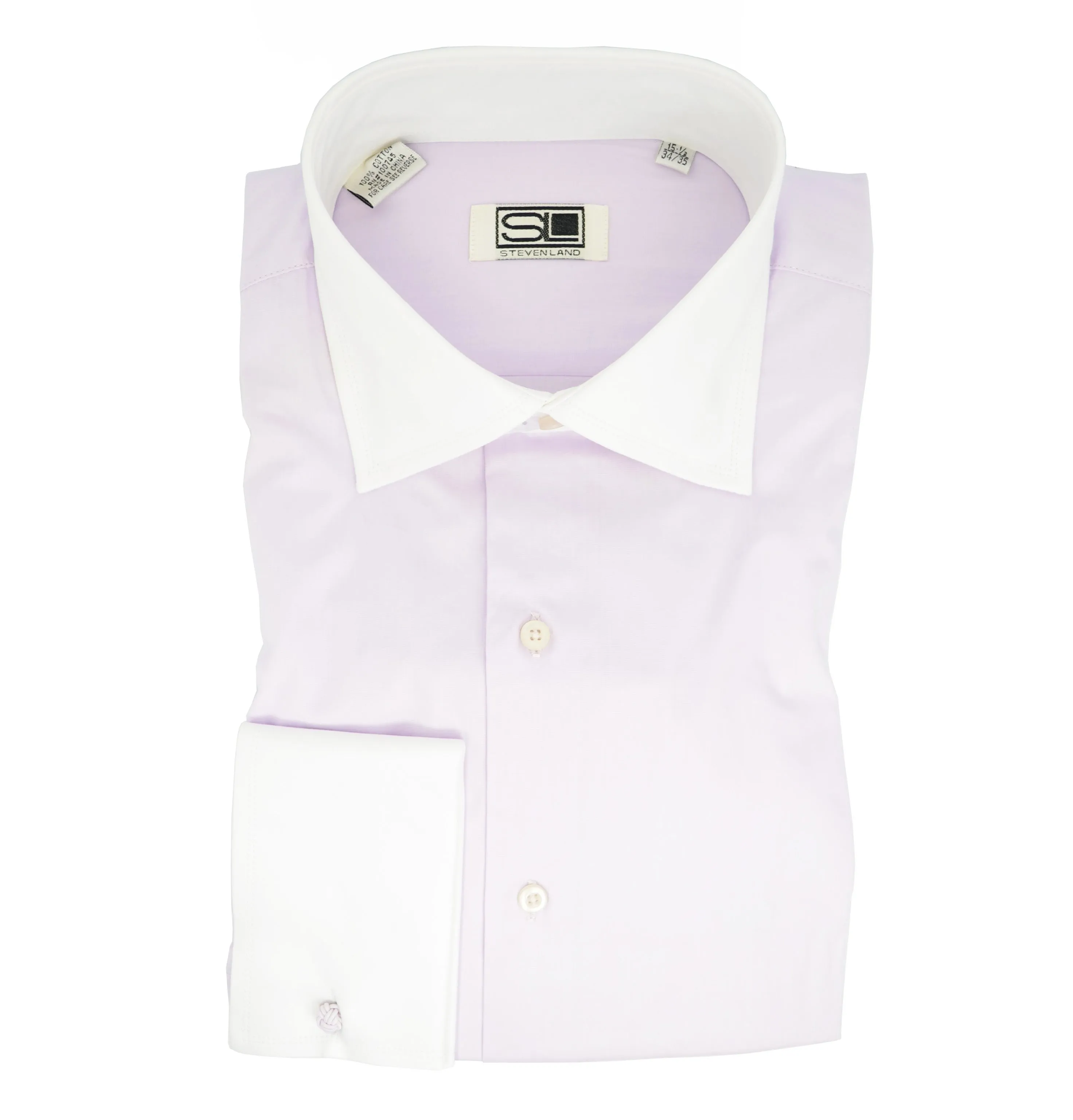 Lilac and White French Cuff Dress Shirt