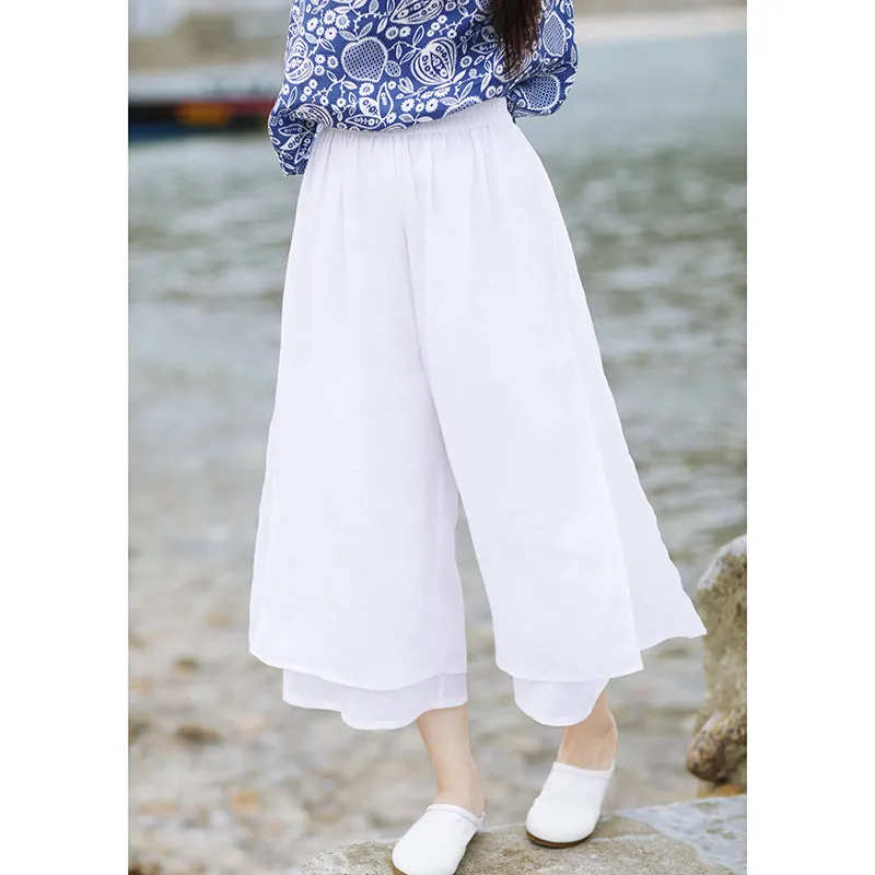 Linen Summer Autumn Women Casual Pants with Pockets SMM97209