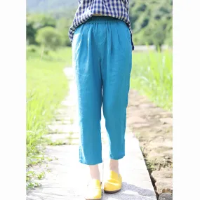 Linen Summer Autumn Women Casual Pants with Pockets SMM97224