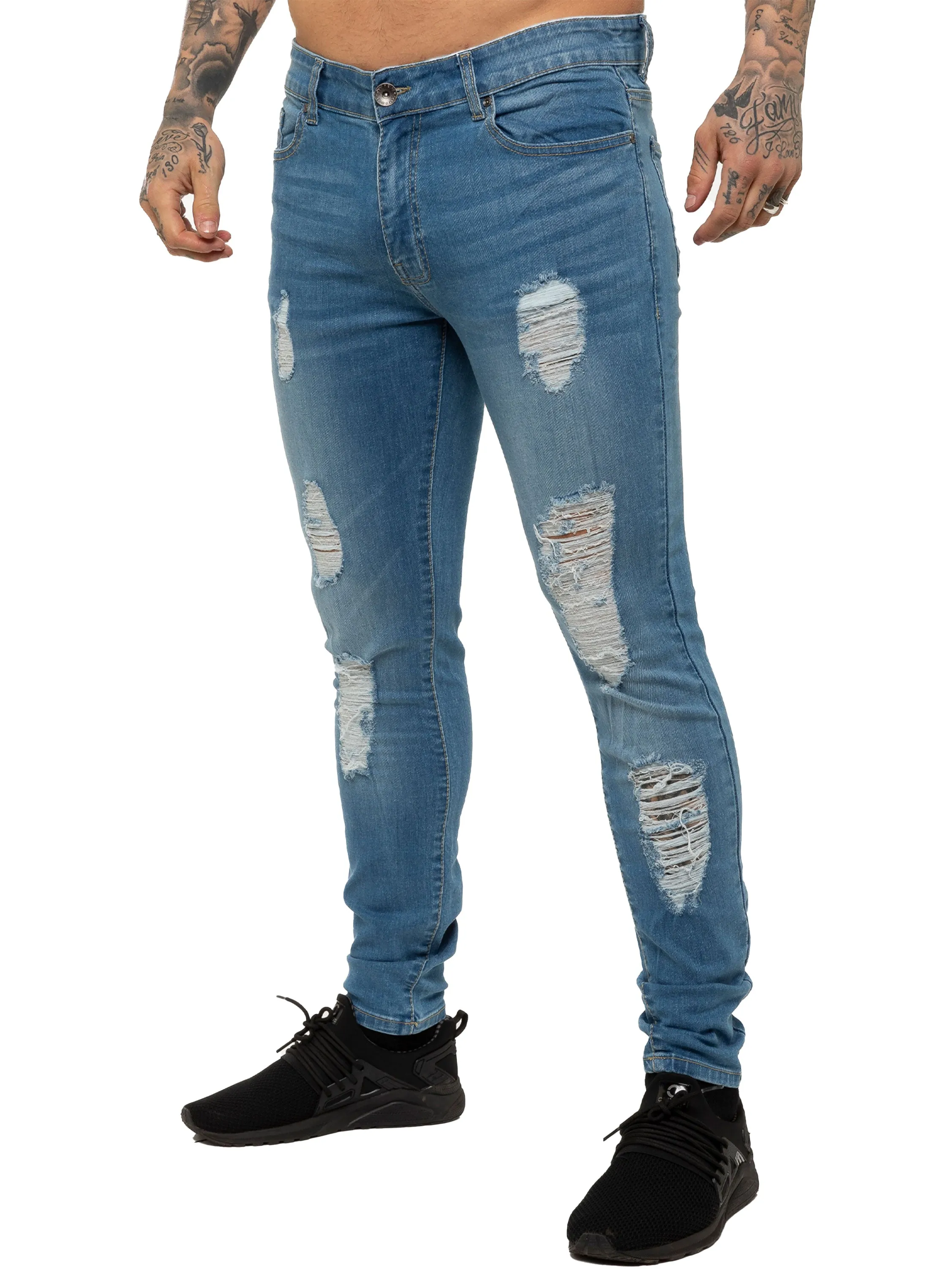 Mens Denim Ripped Denim Jeans lsw | Enzo Designer Menswear