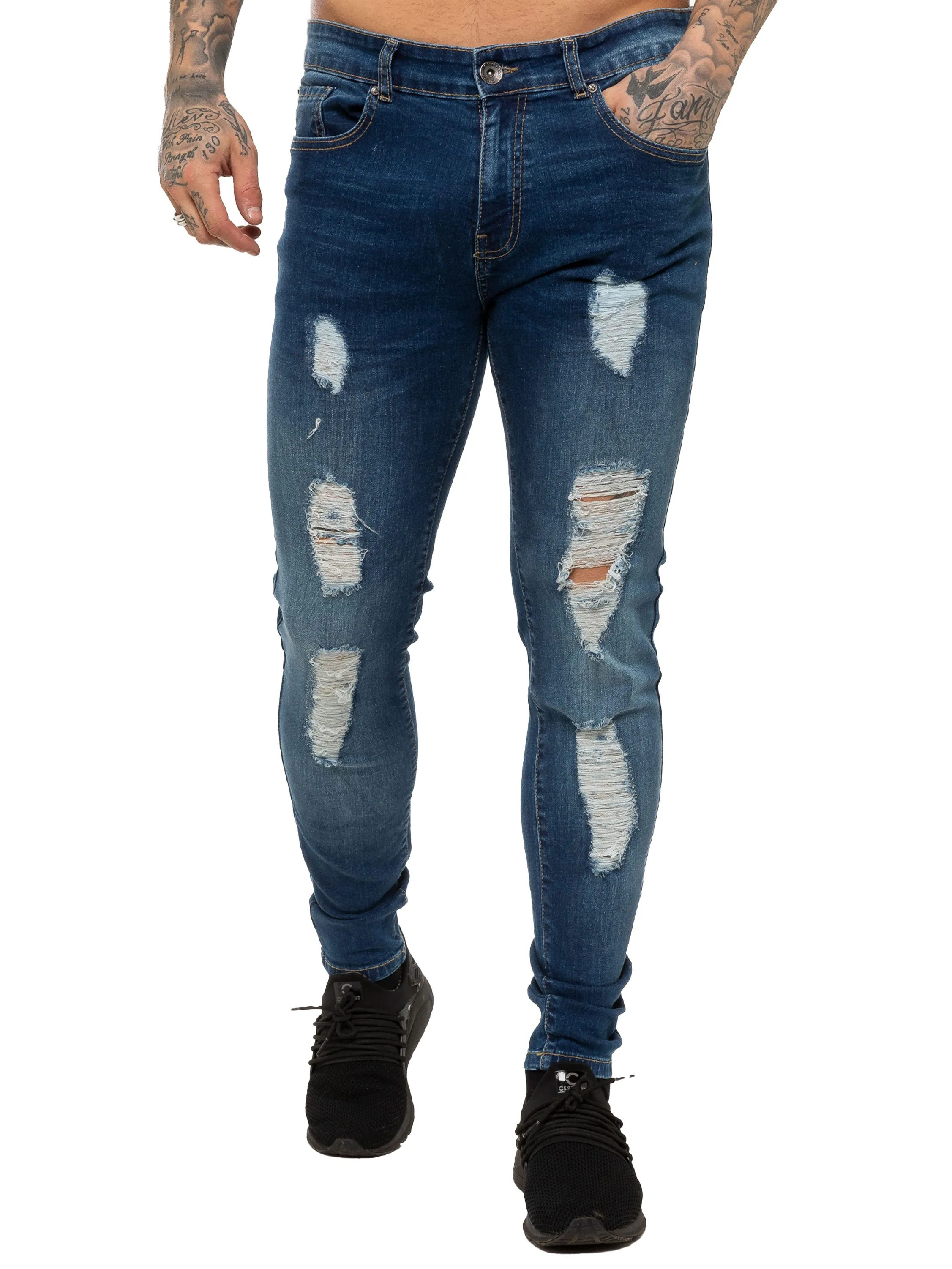 Mens Denim Ripped Denim Jeans lsw | Enzo Designer Menswear