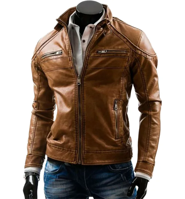 Men's Purple Motorcycle Biker Vintage Retro Cafe Racer Genuine Leather Jacket