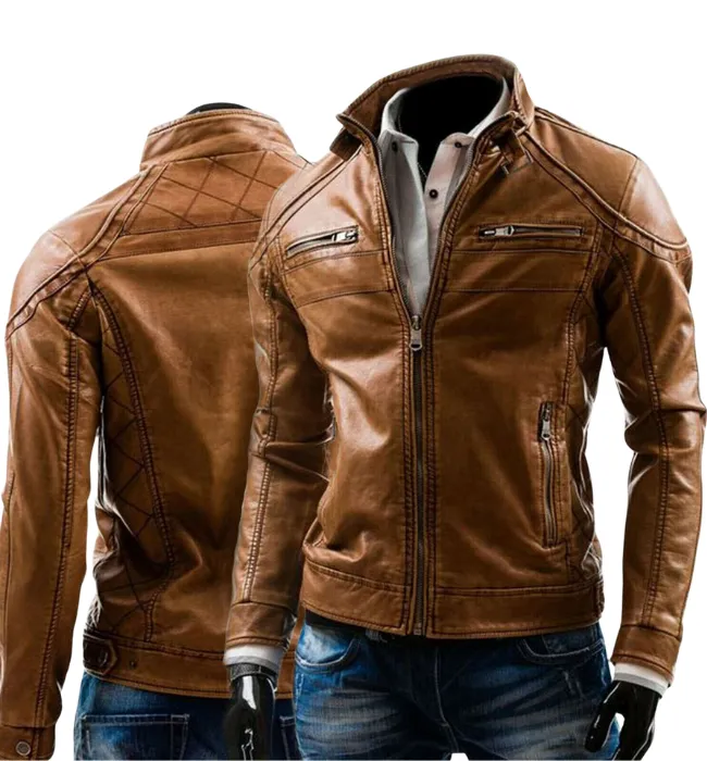 Men's Purple Motorcycle Biker Vintage Retro Cafe Racer Genuine Leather Jacket