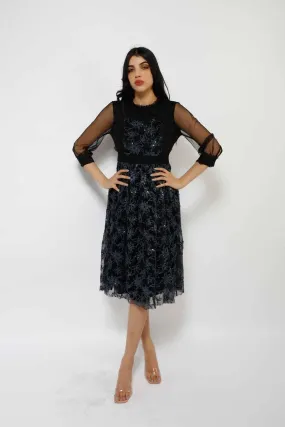 MR SEQUINS LACE MIDI DRESS 4-3450MIS