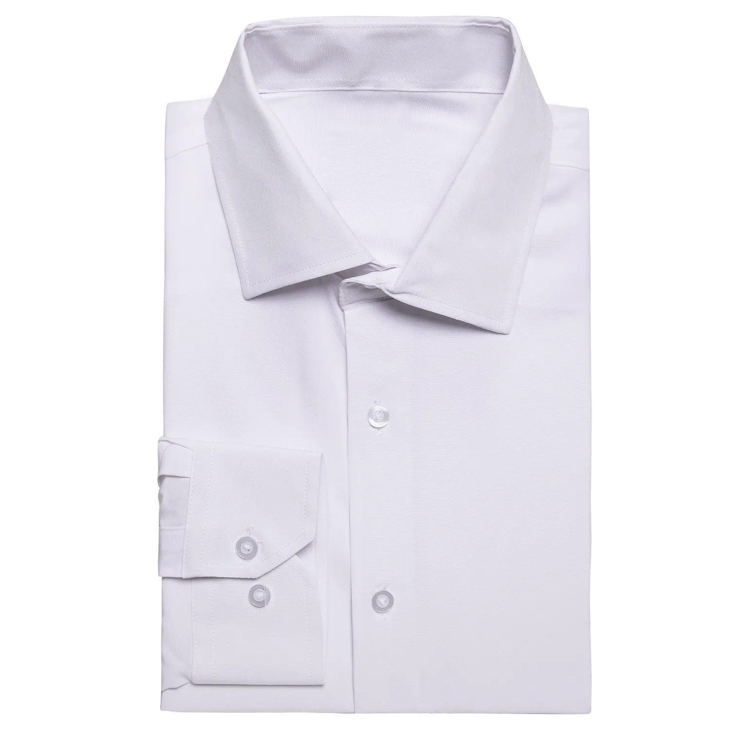 Pure White Stretch Men's Long Sleeve Shirt